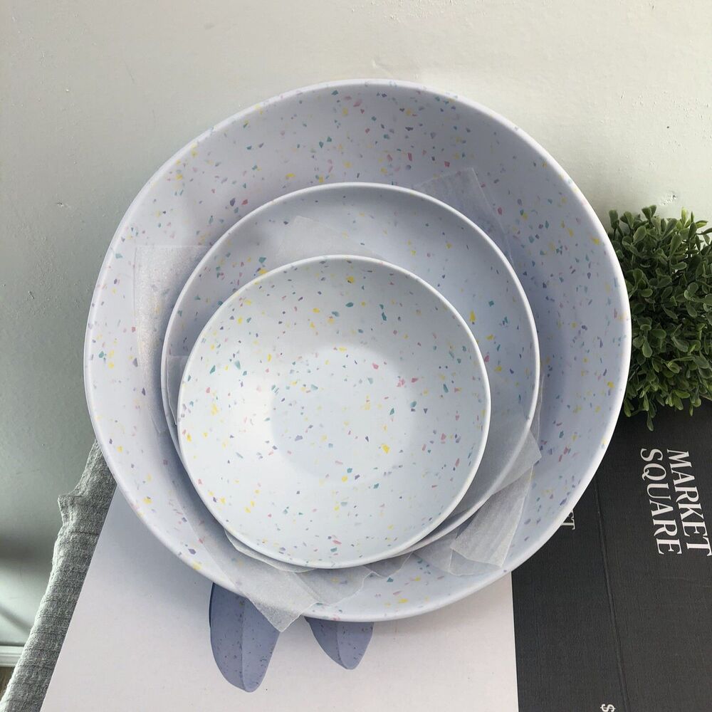 3 Pack Market Square Stoneware Dinnerware Set Bowls Dinner /Salad Plates - Picture 3 of 10
